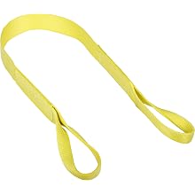 Mazzella EE1 Nylon Web Sling, Eye-and-Eye, Yellow, 1 Ply, Twist Eyes, Vertical Load Capacity