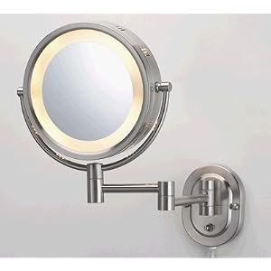 SeeAll 8 Satin Nickel Finish Dual Sided Surround Light Wall Mount Makeup Mirror by SEEALL