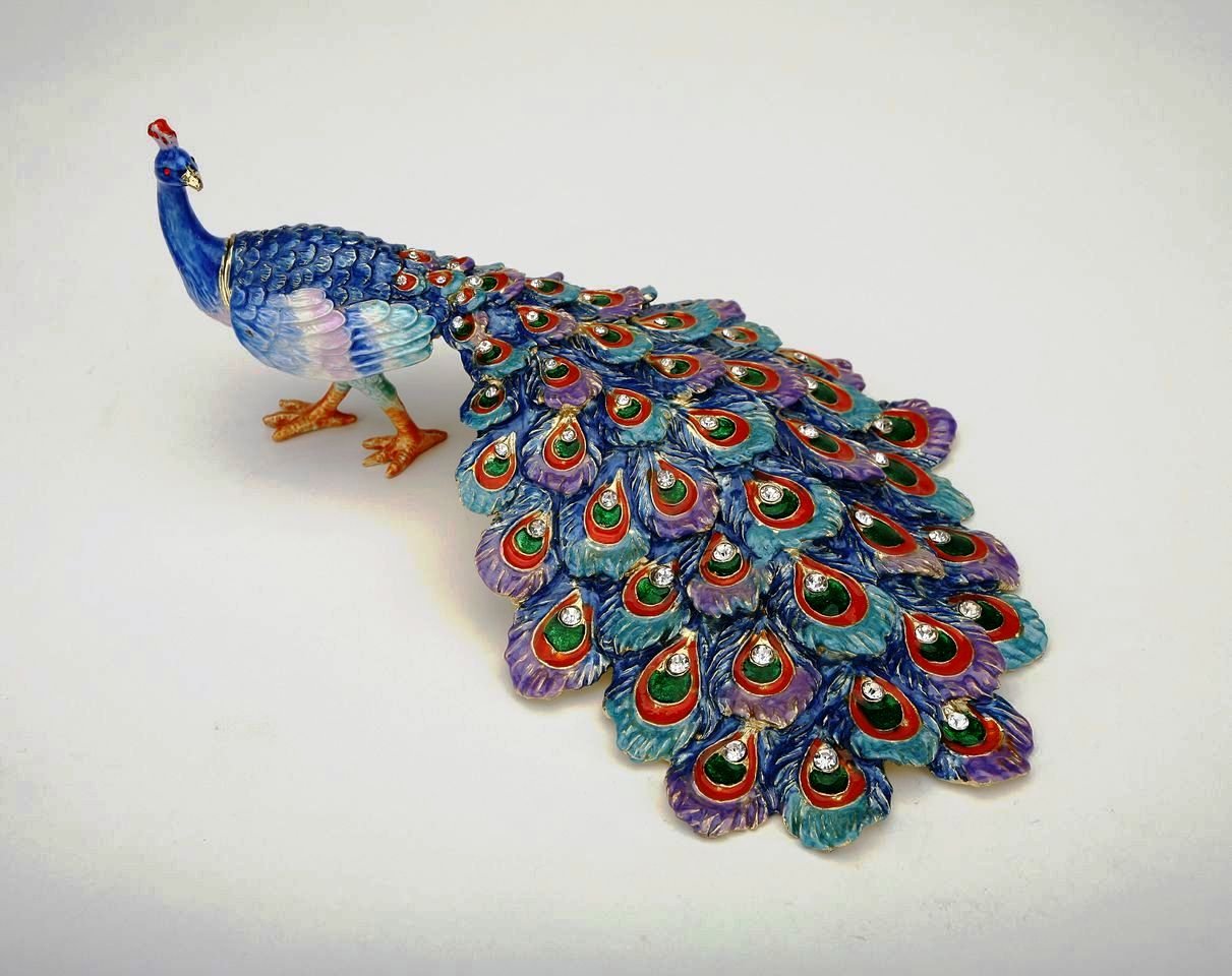 Peacock Trinket Box and Peacock Ring Holders Jewelry