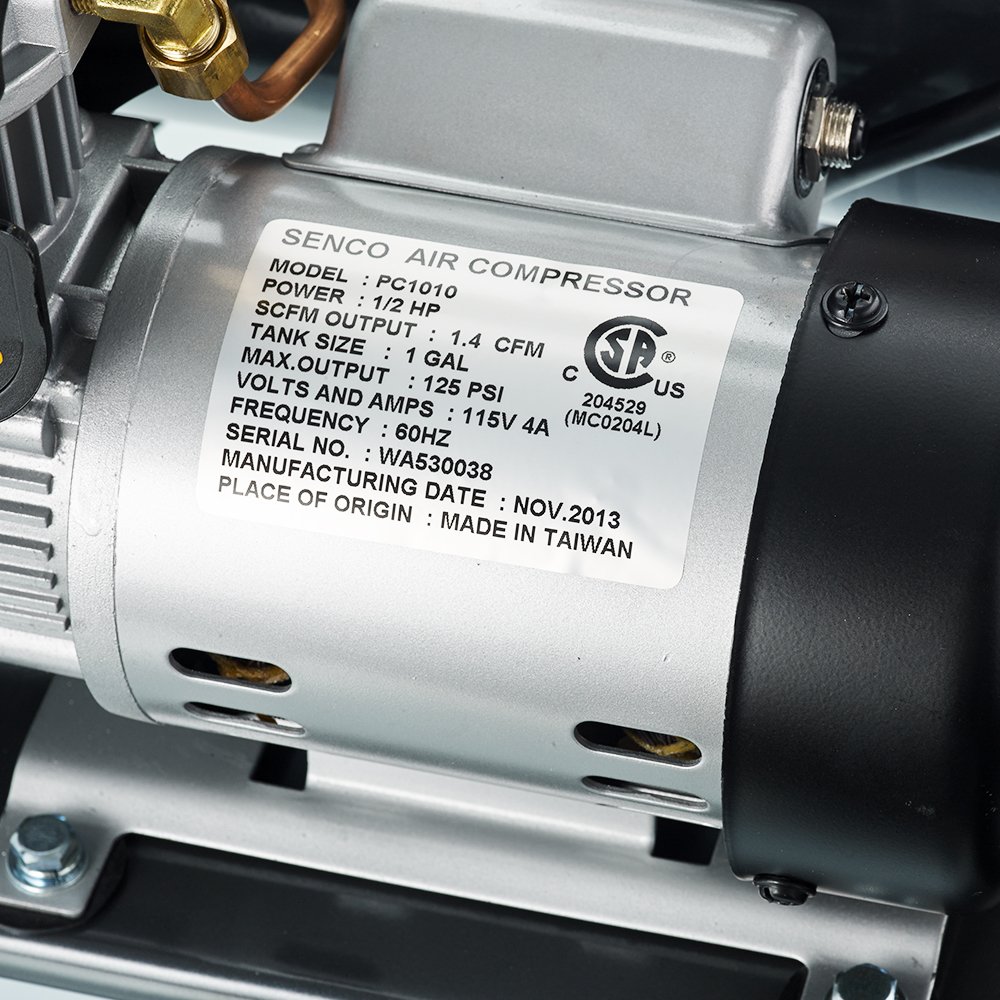 Senco PC1010 1Horsepower Peak, 1/2 hp running 1Gallon Compressor