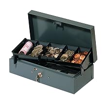 STEELMASTER Locking Steel Bond Box with Cash Tray, Includes Keys, 10.25 x 2.88 x 4.75 Inches, Gray (2212CBTGY)