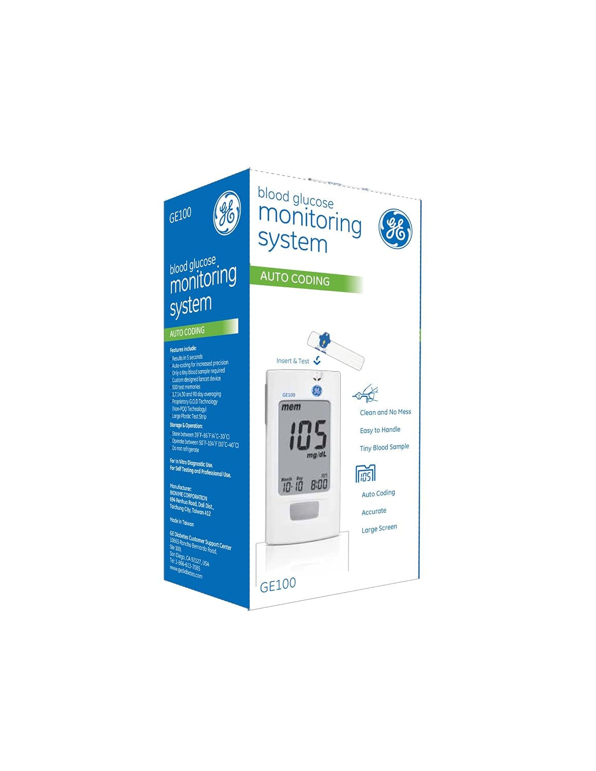 US GE100 Blood Glucose Monitoring System 1 Year Warranty 11street