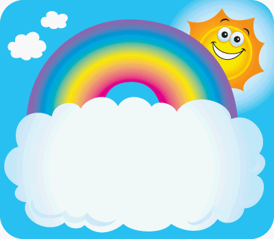 NAME TAGS RAINBOW WITH SUN & CLOUD Name Tags, Rainbow with Sun & Cloud ...