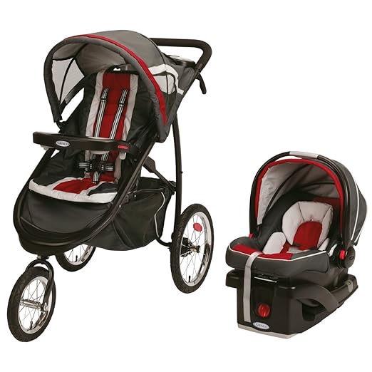 Graco FastAction Fold Jogger Click Connect Travel System, Chili Red