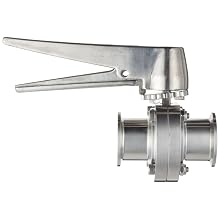 Dixon B5101V150CC-C Stainless Steel 316L Butterfly Valve with Trigger Handle and Viton Seal, 1-1/2" Tube OD