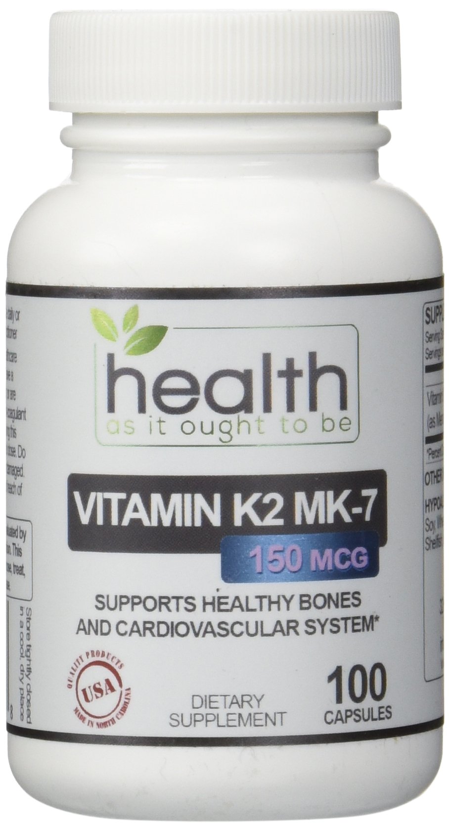 Best Vitamin K2 MK7 150mcg 100 Capsules Safest/Most Effective Form