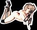 Olivia - Let Them Eat Cheesecake - Pinup Girl with Pearls - Sticker / Decal on Clear Background