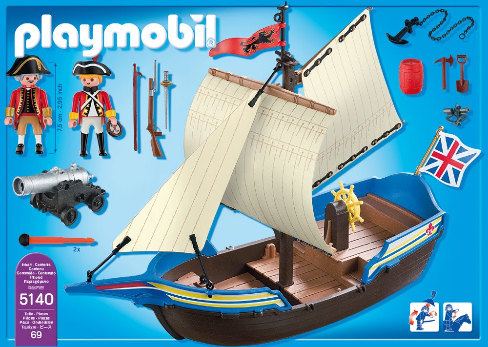 PLAYMOBIL 5137 Pirates Rowboat / 5140 Redcoat Battle Ship / 5131