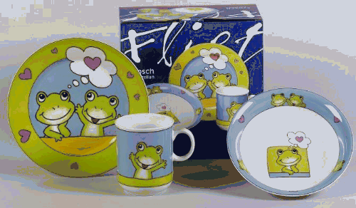 Kinder Geschirrset Frosch 3-tlg.