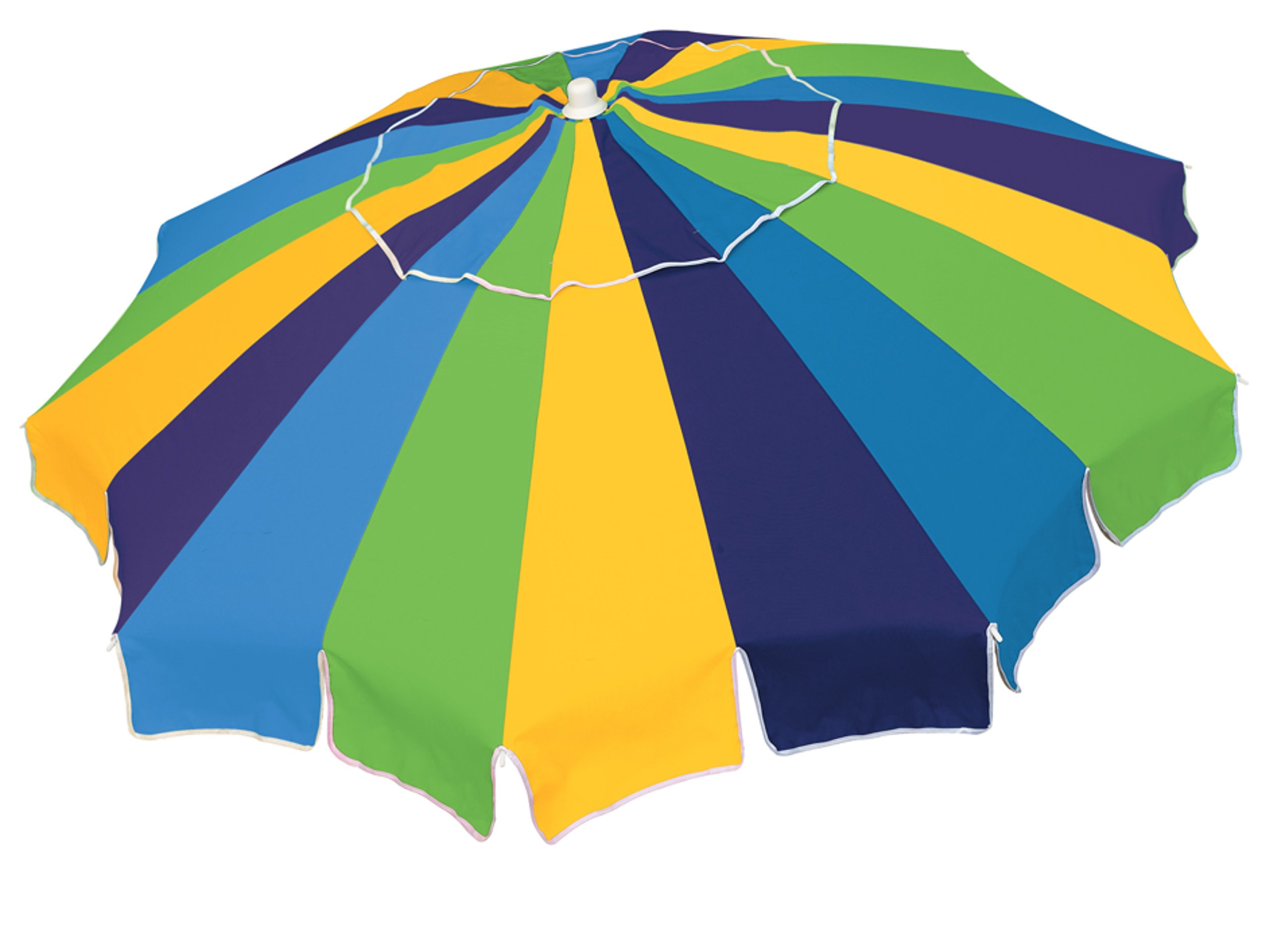 Rio Brands 7 ft Beach Ultimate Sun Umbrella, yellow/blue/green stripe