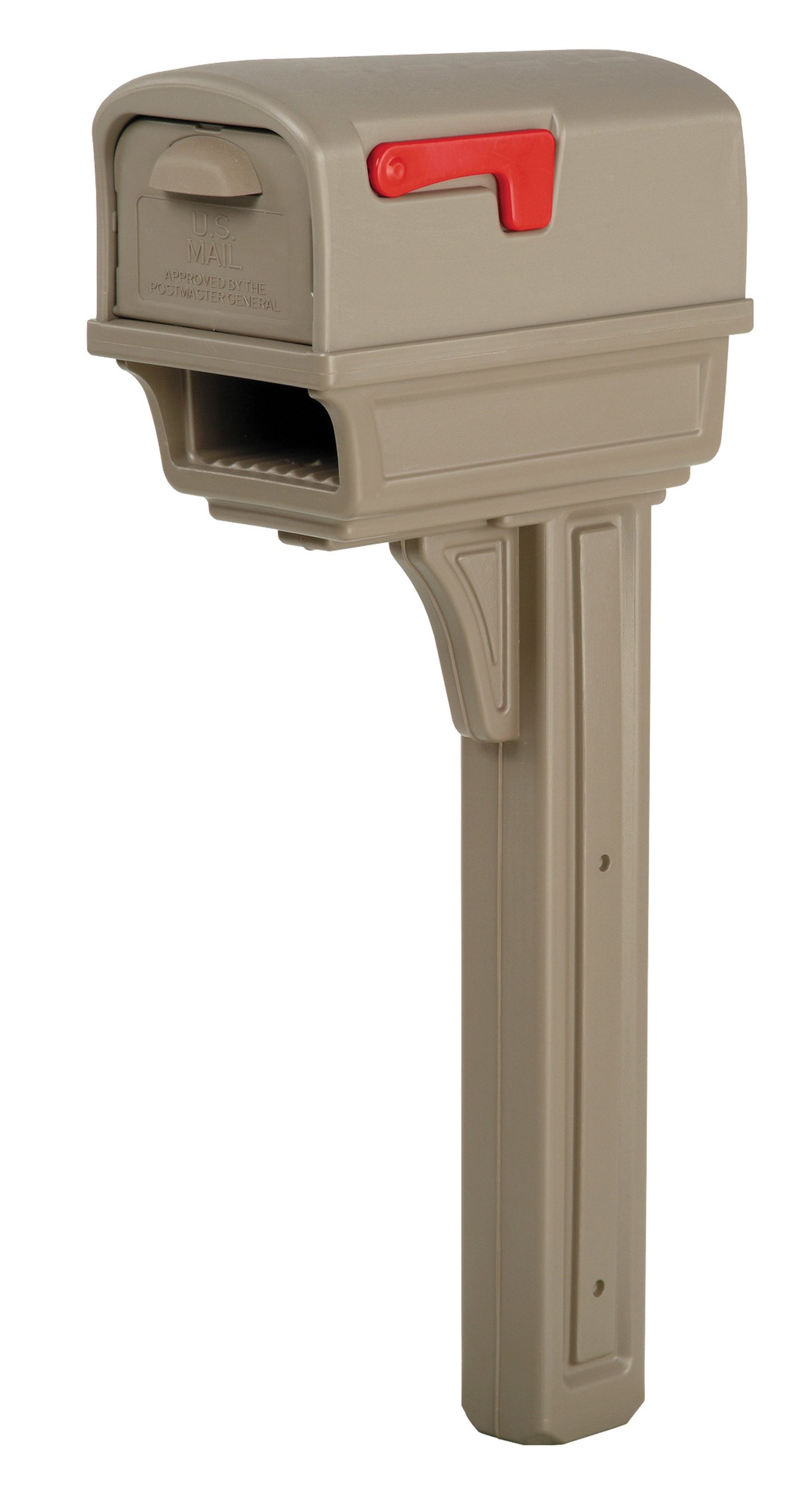 Rubbermaid GC1M0000 Large Deluxe Plastic Mailbox and Post Combo Mocha