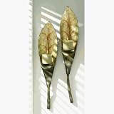Set of 2 Wall Sconces with Leaf Design in Metallic Green Finish Review