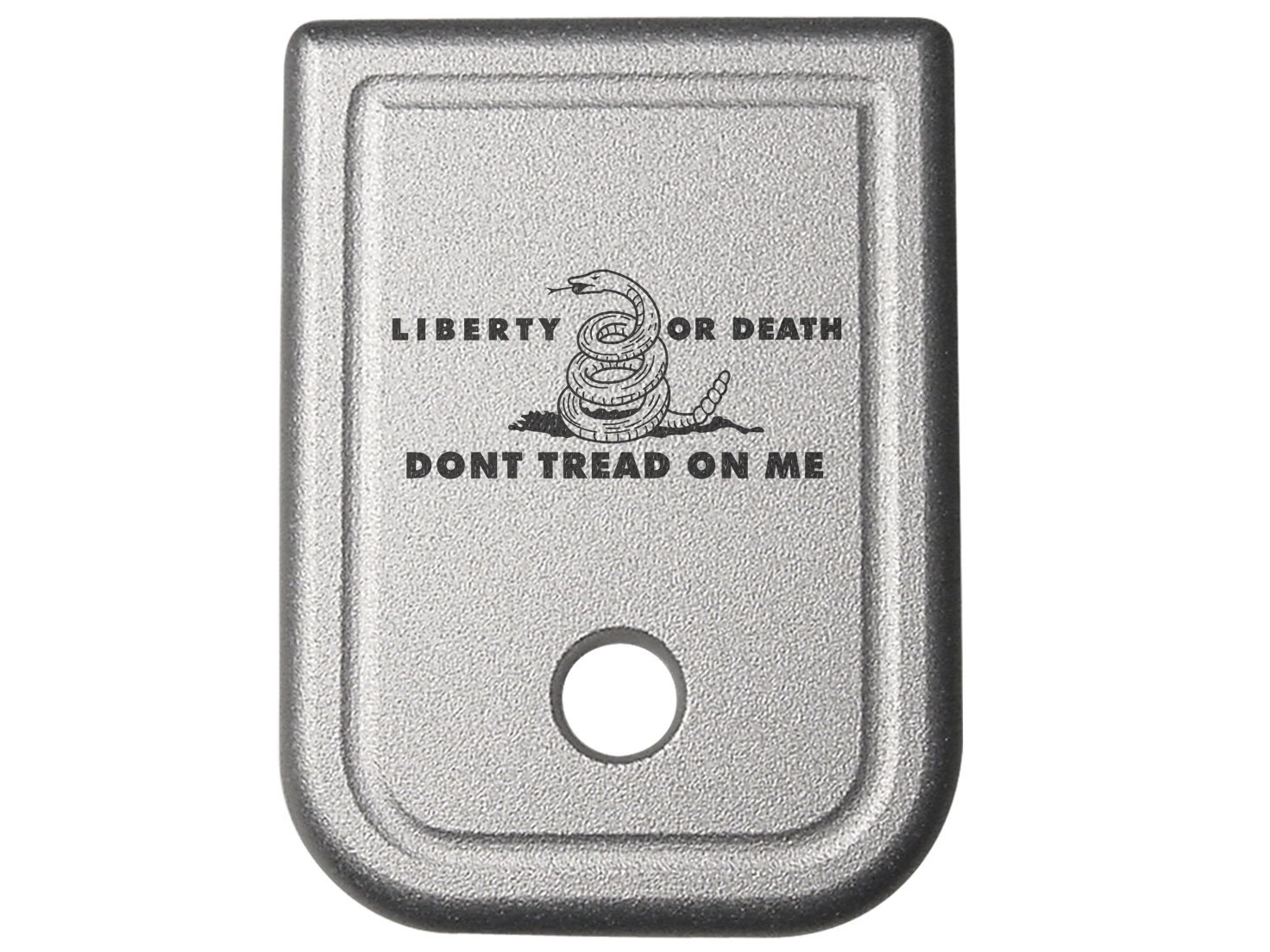 DTOM Don't Tread on Me L&D Floor Base Plate Silver for Glock 17 19 23 26 all 9mm .357 .40 .45GAP
DTOM Don't Tread on Me L&D Floor Base Plate Silver for Glock 17 19 23 26 all 9mm .357 .40 .45GAP