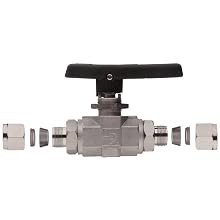 Parker B Series Stainless Steel 316 Ball Valve, Inline, A-Lok Compression Fitting