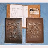 USA Embossed Leather Passport Cover w/ Card Slots Black