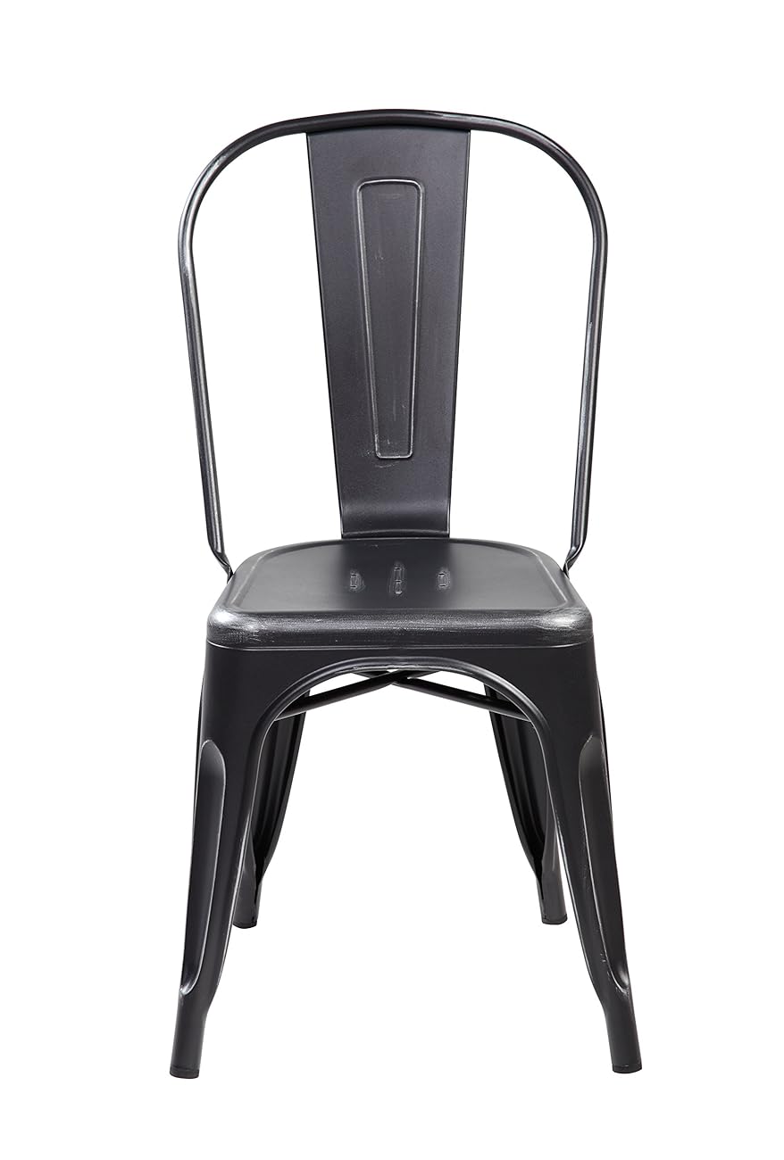 Modern Vintage Metal Stackable Dining Chairs with Backs (Set of 4