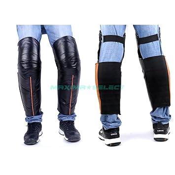 【クリックで詳細表示】防寒 対策 ハーフチャップス レッグカバー レッグウォーマー ズボン の 上から 簡単取付！グローブ ブーツ とご一緒に (55cm)： 車＆バイク