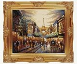 Art Reproduction Oil Painting - Famous Cities: A French Vacation with Victorian Gold Frame - Gold Finish - Standard 20x24 - Hand Painted Framed Canvas Art