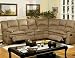 4 pc thick light brown microfiber sectional sofa set with recliner ends