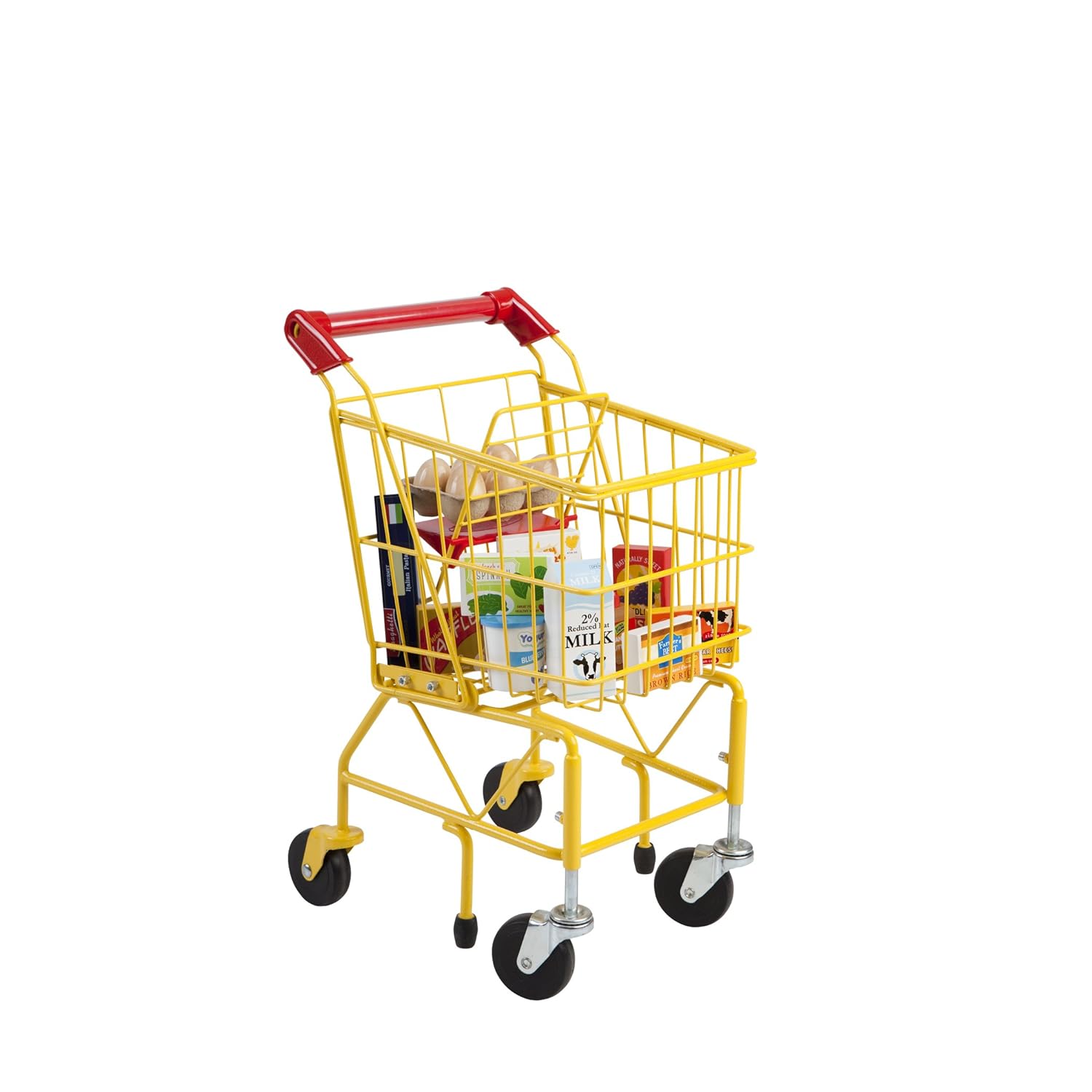 ECR4Kids Kids Shopping Cart with 12-Piece Pretend Play Food Set