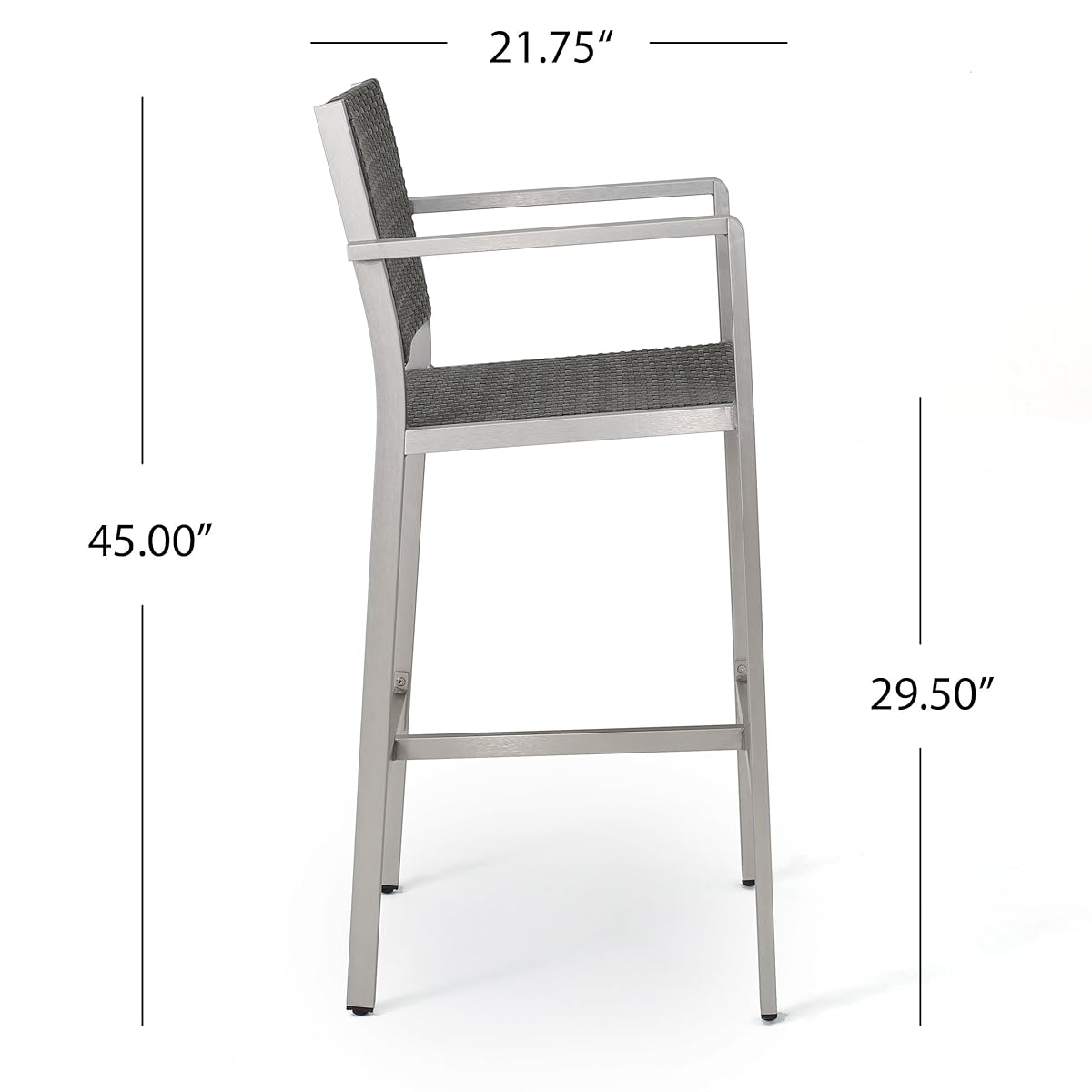 Crested Bay 3 Piece Grey Outdoor Wicker and Aluminum Bar Set (3 Piece