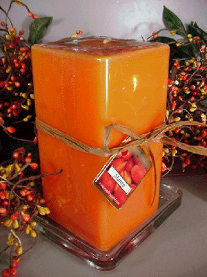 Mango Fruity Scented Square Pillar Candle 26 Oz.