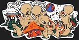 Smoking Outer Space Aliens with Spaceship, Waterpipe & 'Shrooms - Sticker / Decal