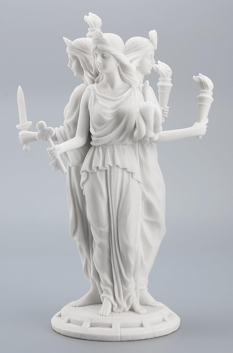 Large Greek Goddess Hecate Triple Goddess Statue Figurine (White)