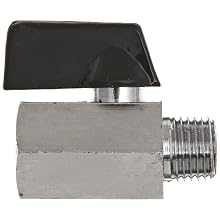 Kingston KMBVM Series Brass Mini Ball Valve, Lever, 1/4" NPT Male x NPT Female