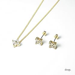 drop.ピアス＆ネックレス ギフトボックス ジルコニア フラワー