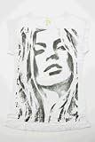 Young, Fabulous & Broke Crew Neck Kate Moss Tee in Charcoal and Cobalt