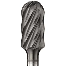 PFERD Cylindrical Carbide Bur, Clog-Resistant, AlTiN Finish, Single Cut, Radius End