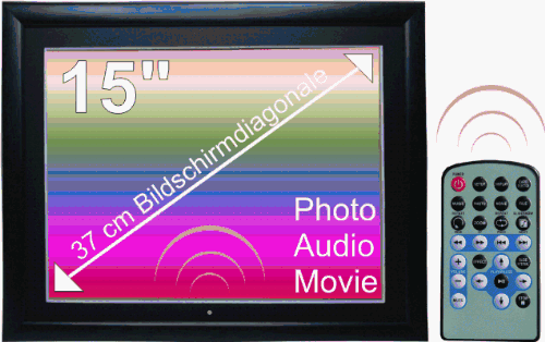 Cadre photo numerique 15 inch Argent mat + Mp3/Mp4 +Movie++Neuf++