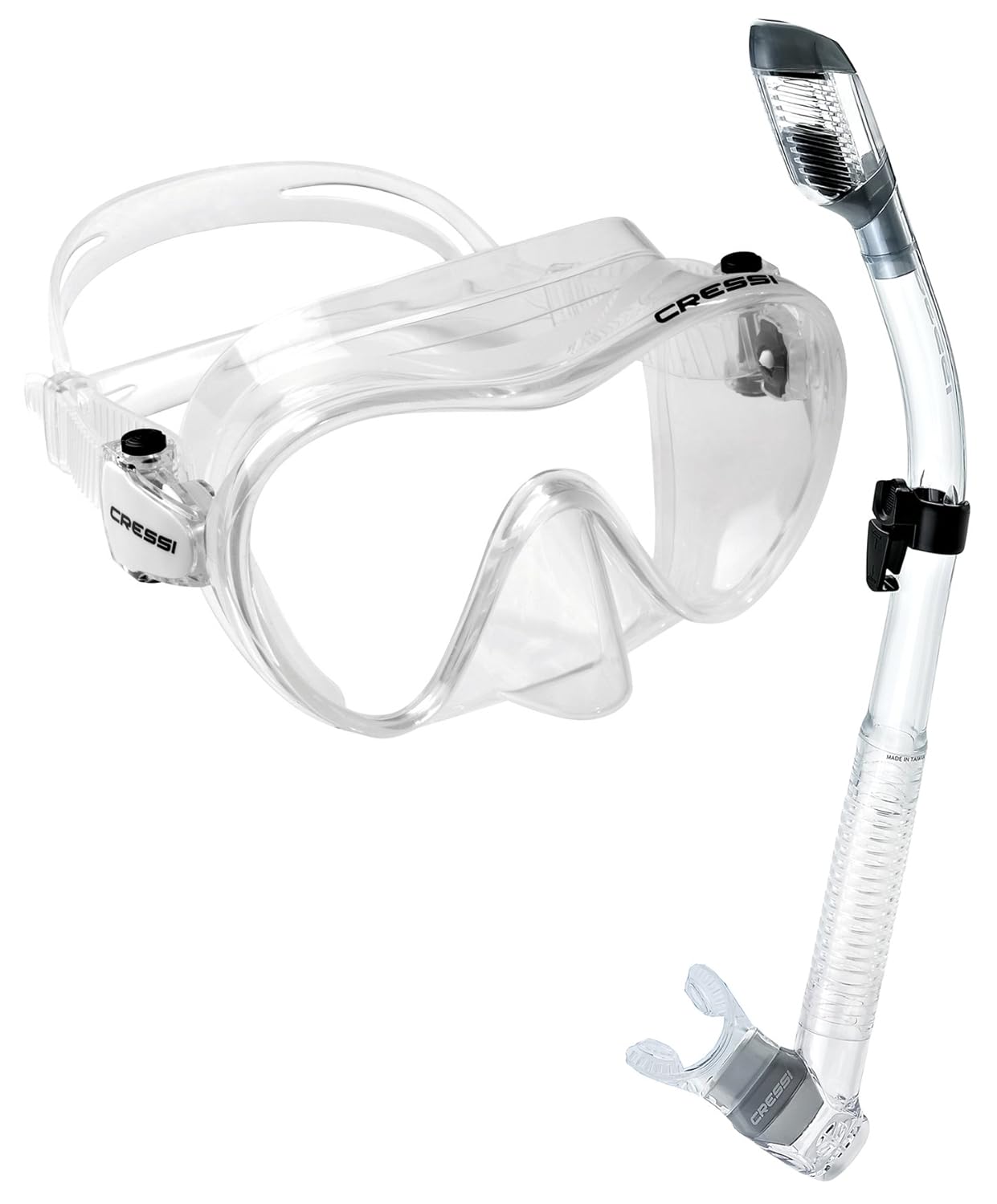 Cressi Frameless Asian Fit Scuba Snorkeling Dive Mask Dry Snorkel Set