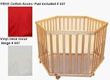6 Sided Playpen - Tan Deck with Euro Plaid Pad, by Kettler