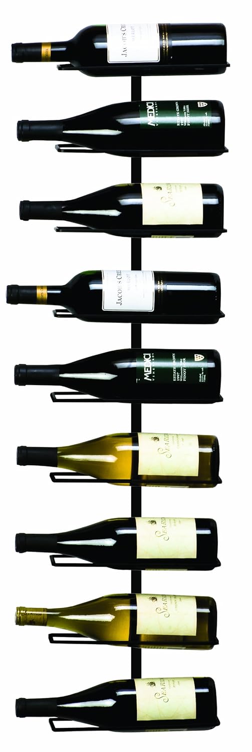 Wall Mount Wine Rack (Holds 9 Bottles) Sturdy WroughtIron Construction