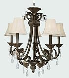 Total Elegance Re86 - 5 Light Rust Brown Frame Clear Crystal With Shade Ceiling Fixture