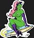 Sexy Martian Alien Woman on Rocket with Ponytail - Sticker / Decal with Clear Backgro...