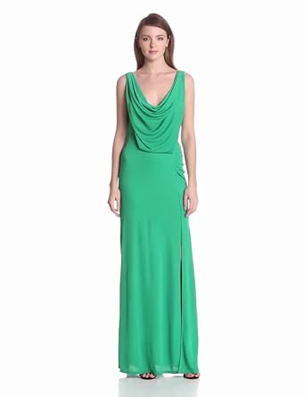BCBGMAXAZRIA Women's Lena Draped Evening Gown With Cowl Back, Light