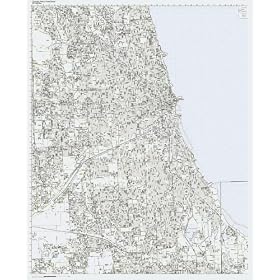 Chicago, IL Street Detail Metro Area LAMINATED ZIP Code Map, wall sized print by WorkingMaps, Measured in inches 40x50.