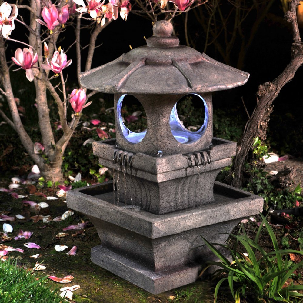 Solar Bamboo Fountain With Pump, Backyard Landscaping