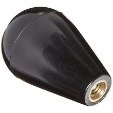 DimcoGray Black Phenolic Ball Tapered Knob Female, Brass Insert: 1/4-20" Thread x 7/16" Depth, 1-3/16" Diameter x 1-7/8" Height x 9/16 Hub Dia