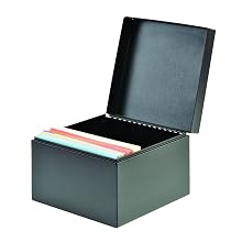 STEELMASTER Steel Card File Box, Fits 5 x 8 Inches Index Cards, 900 Card Capacity, 8.5 x 6 x 8.5 Inches, Black (263858BLA)