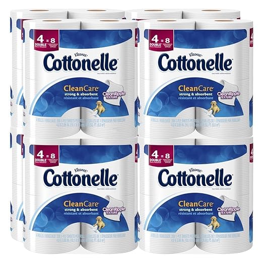 Cottonelle Clean Care Toilet Paper, Double Roll, 4 Count (Pack of 8)