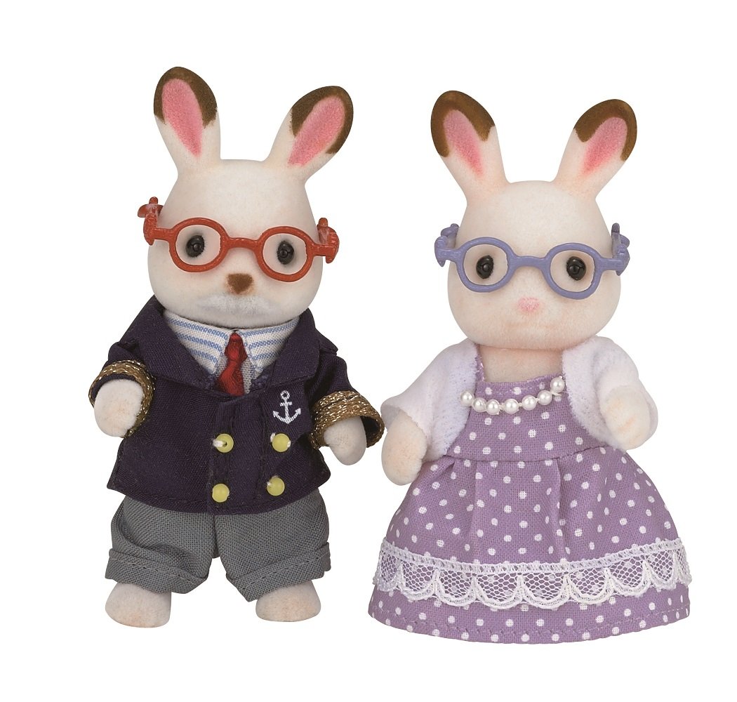 New Sylvanian Families/Calico Critters Chocolate Rabbit Family Grandpa grandma eBay