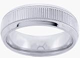 14K. White Gold Machine Carved Comfort Fit Wedding Band Ring