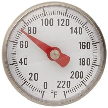 Supco ST02 Stainless Steel Pocket Dial Thermometer, 5" Stem, 1" Dial, 0 to 220 Degrees F