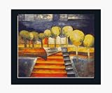 Art Reproduction Oil Painting - Abstract: Abstract City Walk with New Age Wood Frame - Black Finish - Standard 20x24 - Hand Painted Framed Canvas Art