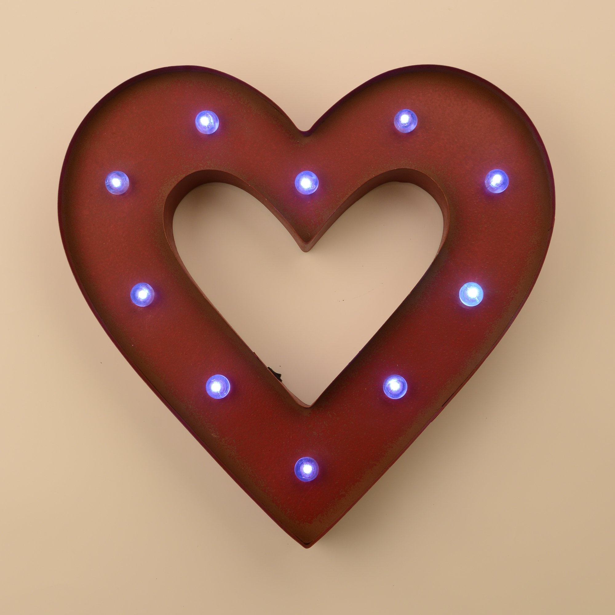 Glitzhome 14.06"H Marquee LED Lighted Heart Sign Battery Operated