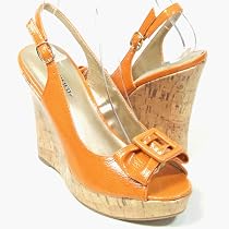 SKY Cute Spring Time Peep Toe Bow Crinkle Patent Cork Wedge Platform Heels Shoes